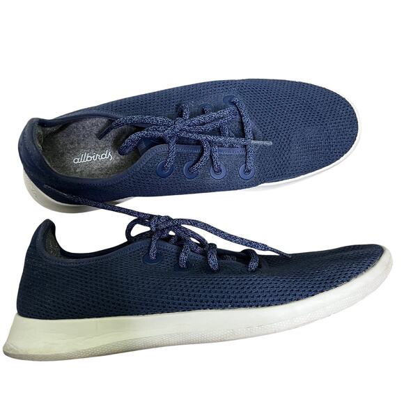 Allbirds Tree Runners Navy Marine Blue Lace-Up Knit Running Shoes Men's 12 - Picture 4 of 7